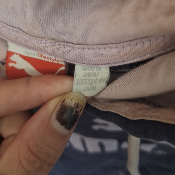 Mauve/navy PUMA hoodie - Picture 3 of 6